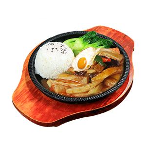 鱼香茄子铁板饭